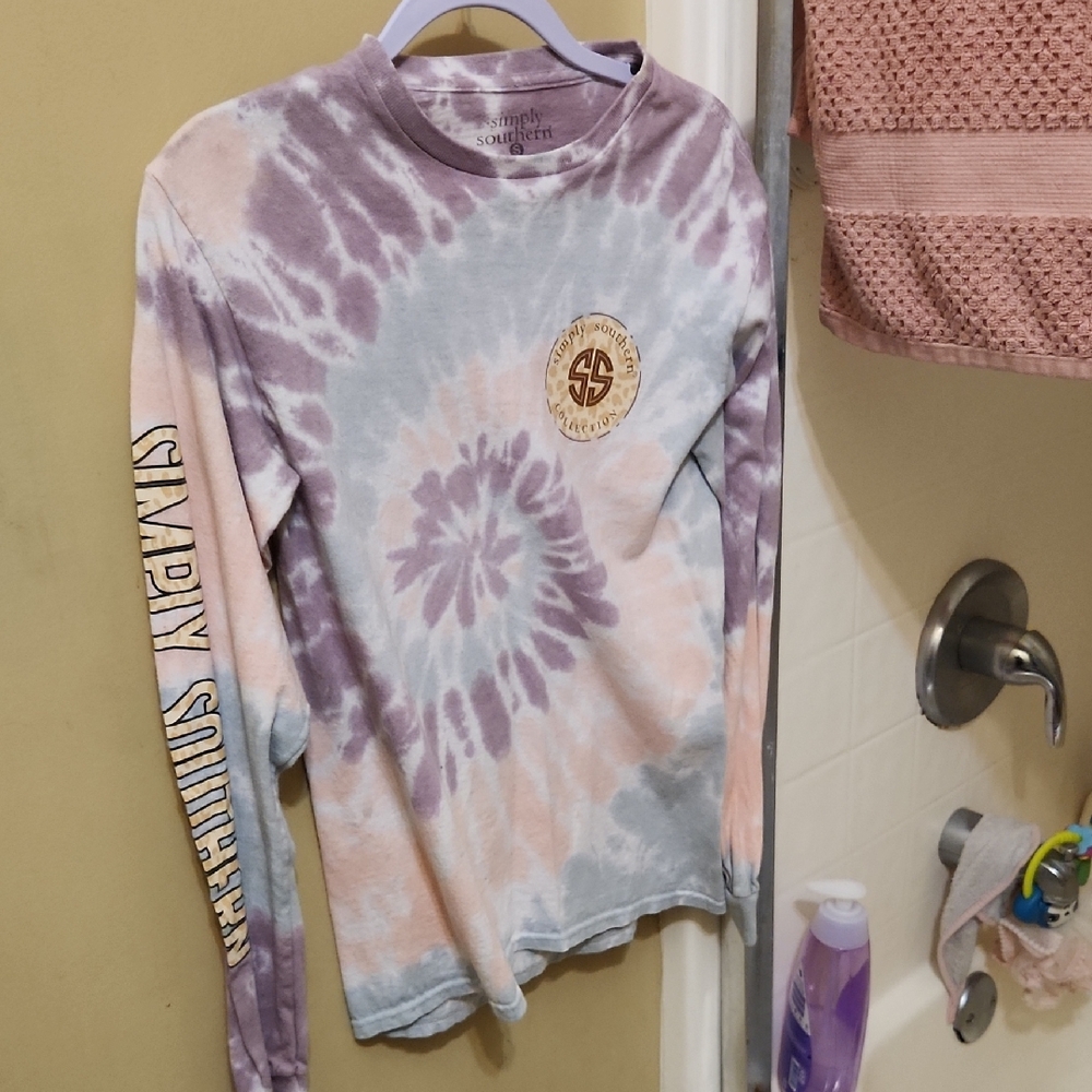 Simply Southern Kids Tie-Dye Long Sleeve Shirt - Purple and Blue